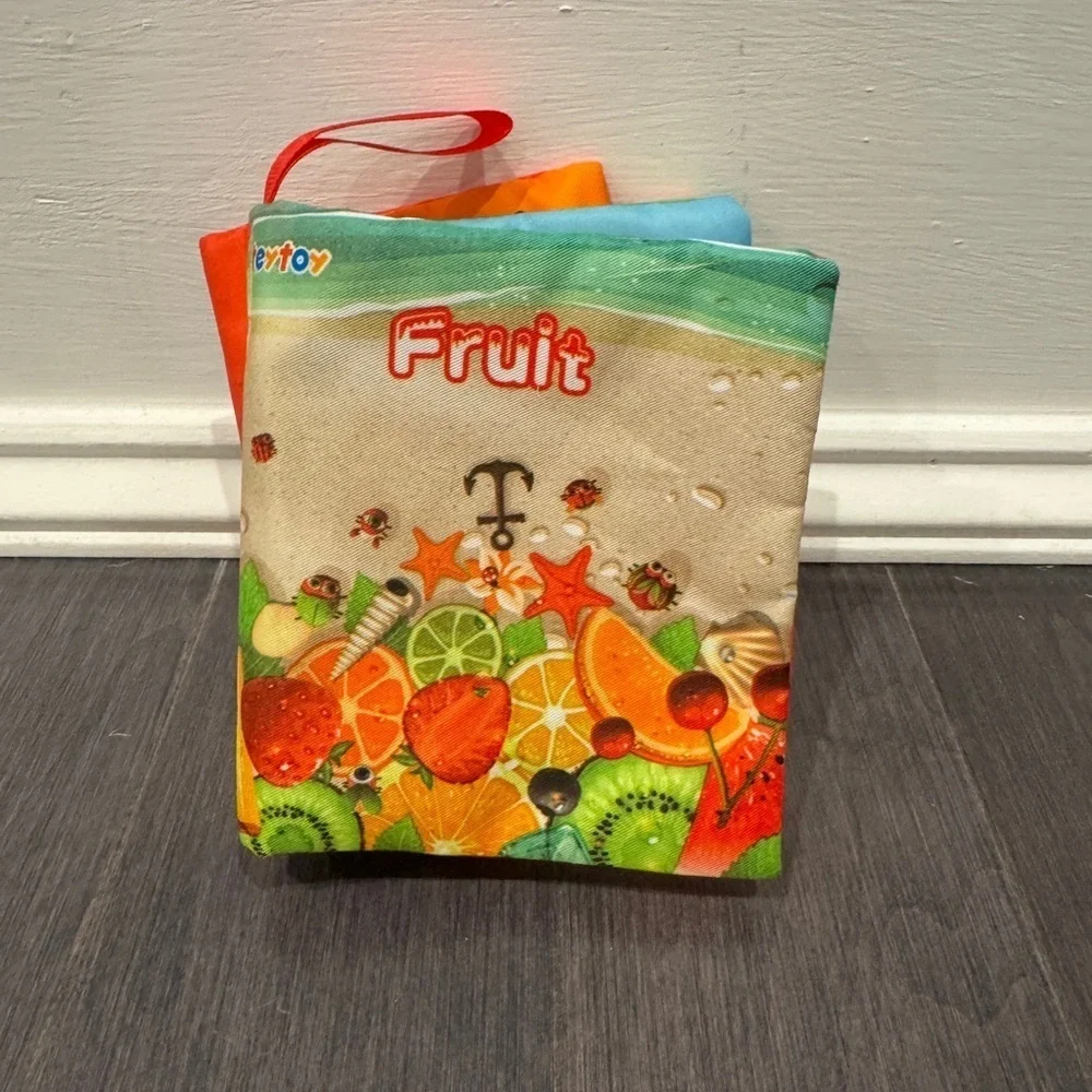 NWOT Infant Baby Colorful Fruit-Themed Soft Small Crinkle Book